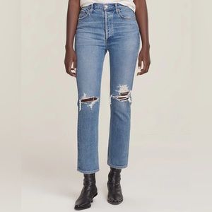 AGOLDE NWT Riley high rise straight crop